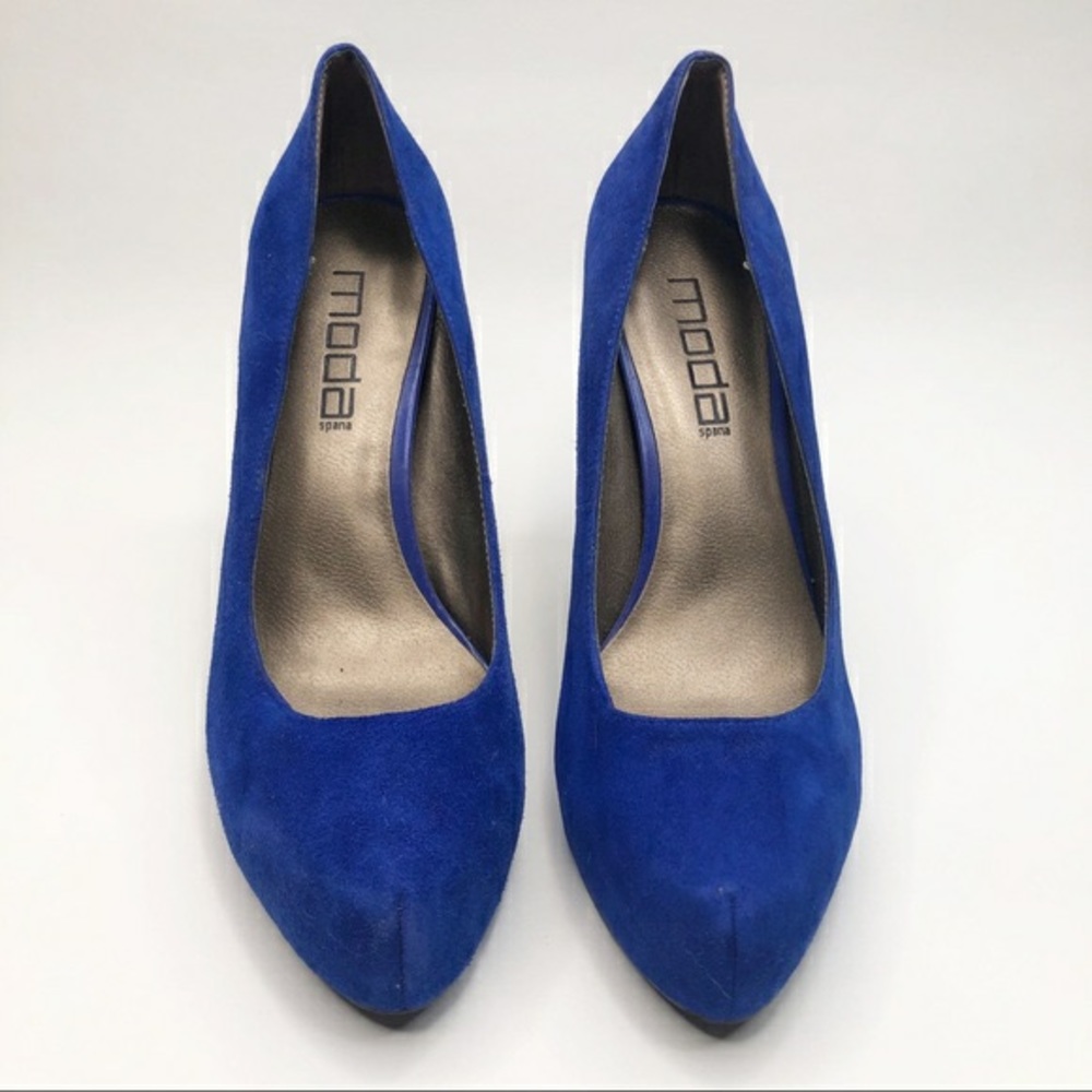 Moda Spana Blue Suede Pump Heels Platform